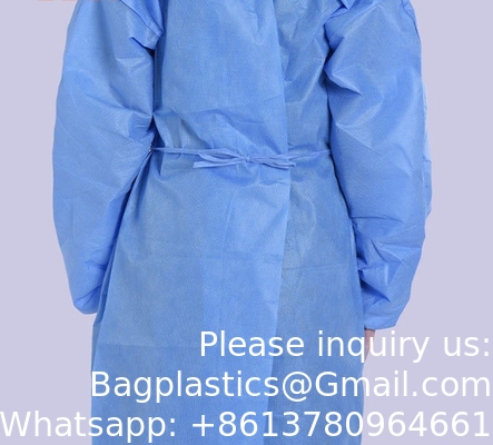 Couleur bleue Disposable non tissé SMS médical Stérile Robe d'isolation chirurgicale Matériaux et accessoires médicaux
