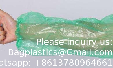 Vente en gros de poliéthylène à main jetable Couverture de bras jetable en plastique bleu de 18 pouces pour cuisiner et tatouer