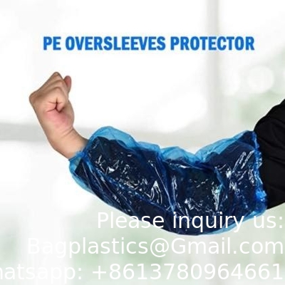 Vente en gros de poliéthylène à main jetable Couverture de bras jetable en plastique bleu de 18 pouces pour cuisiner et tatouer