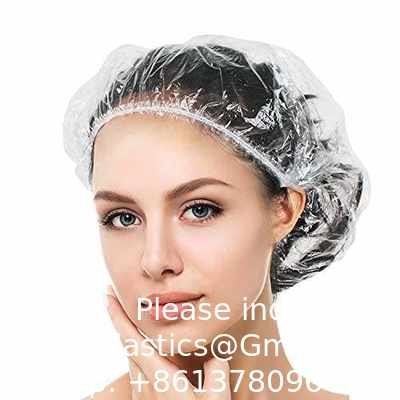 Coupe de douche jetable élastique épaissississante de 21 pouces Cap de bain transparent Salon Hôtel Voyage Caps de douche en plastique PE
