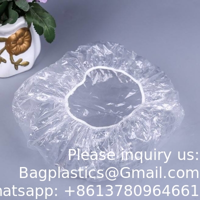 Coupe de douche jetable élastique épaissississante de 21 pouces Cap de bain transparent Salon Hôtel Voyage Caps de douche en plastique PE