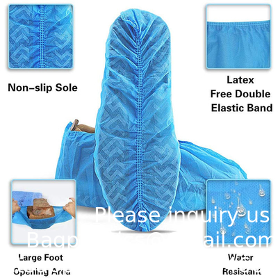 Couvertures de chaussures de protection bleues en plastique non tissé pour l'hôpital