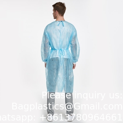 Médecin de l'hôpital AAMI Niveau 2 Jaune PP SMS Patient Robes d'isolement jetables Résistantes aux fluides, dentaires, médicales