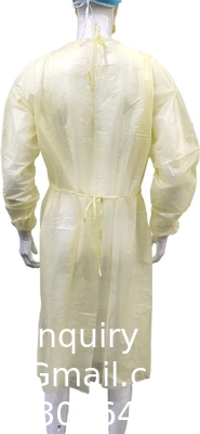 Vêtements de chimiothérapie jetables de couleur jaune imperméable à l'eau Vêtements d'isolation chirurgicale médicale