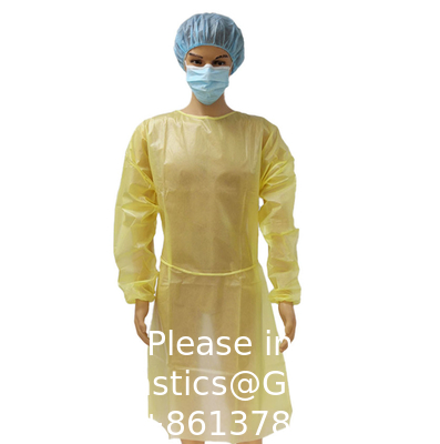 Vêtements de chimiothérapie jetables de couleur jaune imperméable à l'eau Vêtements d'isolation chirurgicale médicale