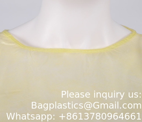 Vêtements de chimiothérapie jetables de couleur jaune imperméable à l'eau Vêtements d'isolation chirurgicale médicale