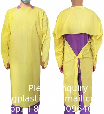 Loupes de pouce jetables étanches à l'eau Protecteur CPE PLASTIC Robe hospitalière Médicale chirurgicale Robe CPE jetable