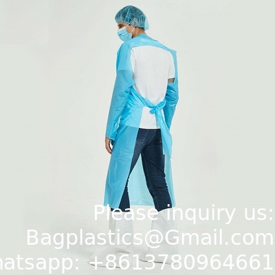 Loupes de pouce jetables étanches à l'eau Protecteur CPE PLASTIC Robe hospitalière Médicale chirurgicale Robe CPE jetable