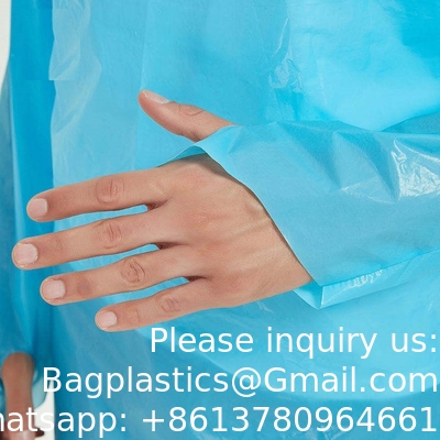 Loupes de pouce jetables étanches à l'eau Protecteur CPE PLASTIC Robe hospitalière Médicale chirurgicale Robe CPE jetable