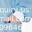 Manteau de laboratoire SMS Travail Portez un uniforme de poche épuration Longueur du genou Non tissé jetable avec collier tricoté et menottes