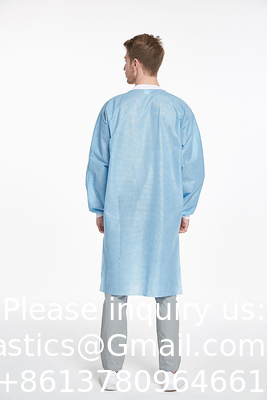 Manteau de laboratoire SMS Travail Portez un uniforme de poche épuration Longueur du genou Non tissé jetable avec collier tricoté et menottes