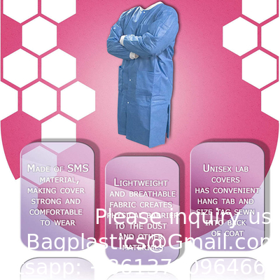 Manteau de laboratoire jetable, fournitures dentaires, non tissé Manteau de laboratoire jetable en PP blanc non tissé pour enfants ou adultes