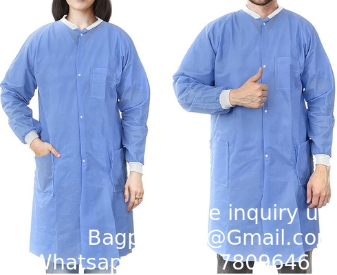 Manteau de laboratoire jetable, fournitures dentaires, non tissé Manteau de laboratoire jetable en PP blanc non tissé pour enfants ou adultes