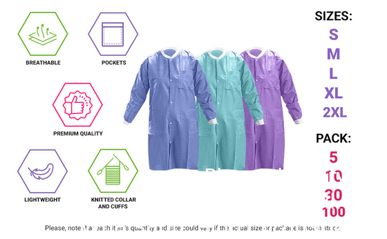 Manteau de laboratoire jetable, fournitures dentaires, non tissé Manteau de laboratoire jetable en PP blanc non tissé pour enfants ou adultes