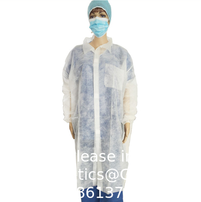 Manteau de laboratoire jetable, fournitures dentaires, non tissé Manteau de laboratoire jetable en PP blanc non tissé pour enfants ou adultes