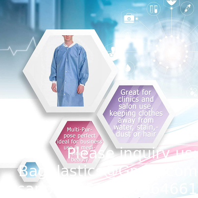 Manteau de laboratoire jetable, fournitures dentaires, non tissé Manteau de laboratoire jetable en PP blanc non tissé pour enfants ou adultes
