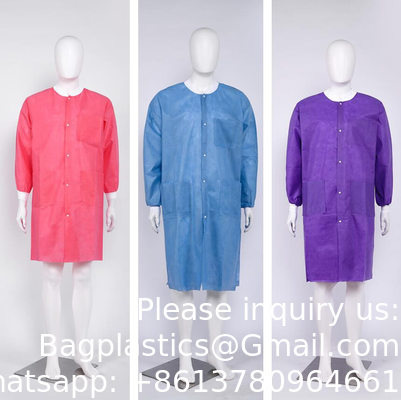 Manteau de laboratoire jetable, fournitures dentaires, non tissé Manteau de laboratoire jetable en PP blanc non tissé pour enfants ou adultes