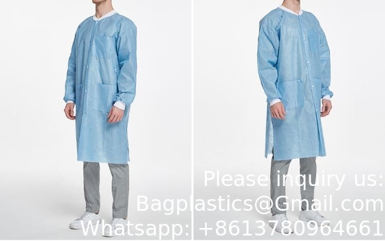 Manteau de laboratoire jetable, fournitures dentaires, non tissé Manteau de laboratoire jetable en PP blanc non tissé pour enfants ou adultes