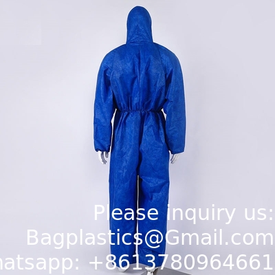 Couche unique en PP non tissé, couverture complète, protection modérée, fermeture à glissière avant, couvre-visages jetables bon marché avec capuche