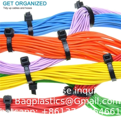 Des cravats à fermeture à glissière de 8 pouces, des cravats en plastique haut de gamme avec résistance à la traction, des cravats en nylon noir auto-verrouillable