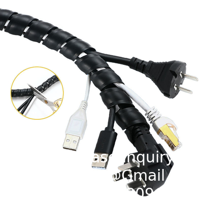 Tuyaux en spirale flexibles enveloppés en câble de gestion de manche de câble d'ordinateur de gestion de câble 3 mètres de longueur Noir