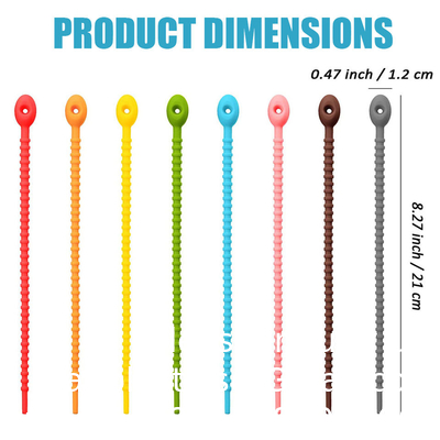 Longueur personnalisée réutilisable Long sac à aliments en caoutchouc de silicone Twist Zip Tie Organizer Strap Cable de silicium fil de fer