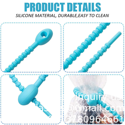 Longueur personnalisée réutilisable Long sac à aliments en caoutchouc de silicone Twist Zip Tie Organizer Strap Cable de silicium fil de fer