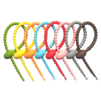 Longueur personnalisée réutilisable Long sac à aliments en caoutchouc de silicone Twist Zip Tie Organizer Strap Cable de silicium fil de fer