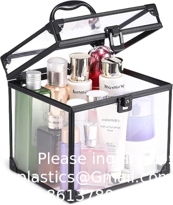 Boîte d'organisateur de cosmétiques et de produits de toilette portables, étui de train clair Fermetures et poignées Outils de maquillage de voyage Stockage Organisez