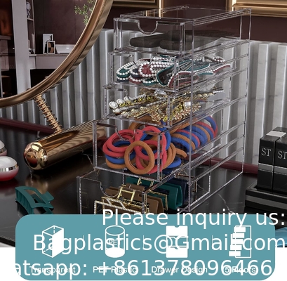Contenants clairs pour l'organisation des accessoires capillaires, boîte d'organisateur d'accessoires capillaires en plastique avec 5 tiroirs, accessoires capillaires