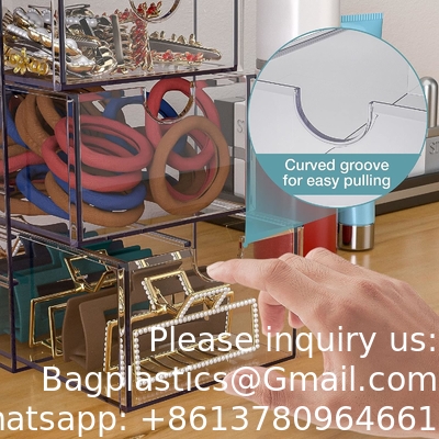 Contenants clairs pour l'organisation des accessoires capillaires, boîte d'organisateur d'accessoires capillaires en plastique avec 5 tiroirs, accessoires capillaires