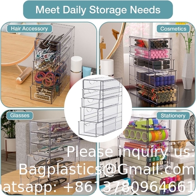 Contenants clairs pour l'organisation des accessoires capillaires, boîte d'organisateur d'accessoires capillaires en plastique avec 5 tiroirs, accessoires capillaires