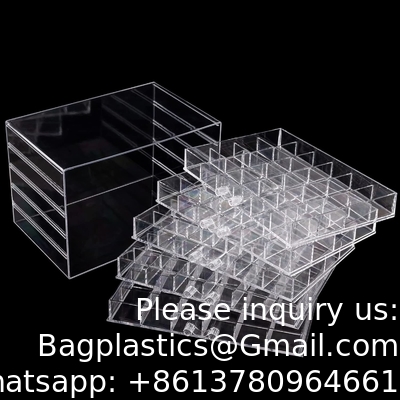 Organiseur de bijoux transparent, boîte de bijoux durable avec 5 tiroirs, boîte d'organisation de bijoux, organiseur de bijoux d'oreille