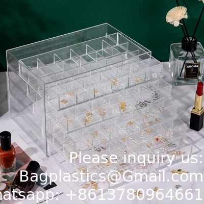 Organiseur de bijoux transparent, boîte de bijoux durable avec 5 tiroirs, boîte d'organisation de bijoux, organiseur de bijoux d'oreille