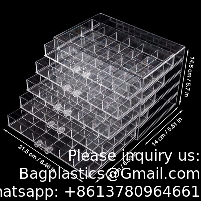 Organiseur de bijoux transparent, boîte de bijoux durable avec 5 tiroirs, boîte d'organisation de bijoux, organiseur de bijoux d'oreille