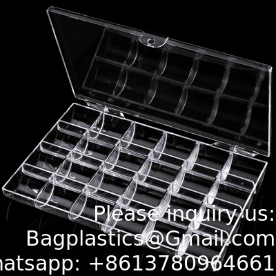 Contenant de décoration d'art des ongles en plastique, boîte d'organisateur en plastique transparent, contenant de stockage transparent Boîte à bijoux