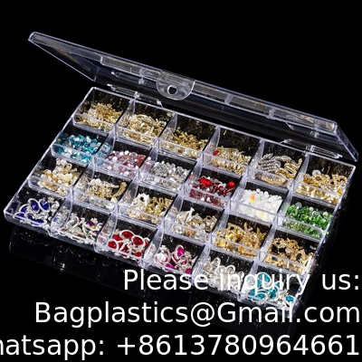 Contenant de décoration d'art des ongles en plastique, boîte d'organisateur en plastique transparent, contenant de stockage transparent Boîte à bijoux