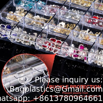 Contenant de décoration d'art des ongles en plastique, boîte d'organisateur en plastique transparent, contenant de stockage transparent Boîte à bijoux