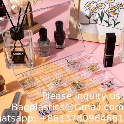 Contenant de décoration d'art des ongles en plastique, boîte d'organisateur en plastique transparent, contenant de stockage transparent Boîte à bijoux