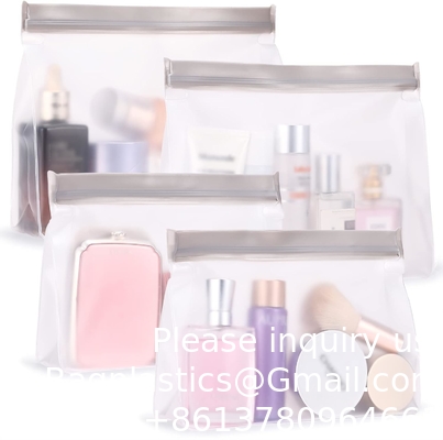 Sacs de toilettes, maquillage de voyage en plastique doux Sacs cosmétiques, fermeture à fermeture à glissière, sac portable étanche