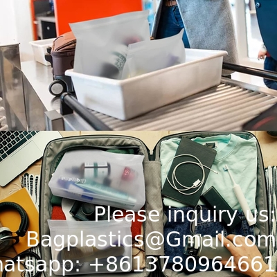 Sacs de toilettes, maquillage de voyage en plastique doux Sacs cosmétiques, fermeture à fermeture à glissière, sac portable étanche