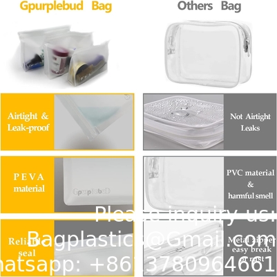 Sacs de toilettes, maquillage de voyage en plastique doux Sacs cosmétiques, fermeture à fermeture à glissière, sac portable étanche