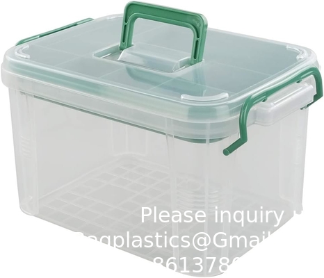 Récipient de trousse de premiers soins, boîte de stockage de médicaments de voyage avec plateau Récipient de trousse de premiers soins, boîte d'organisation transparente