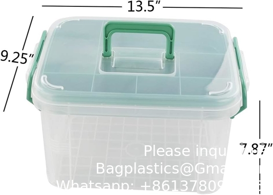 Récipient de trousse de premiers soins, boîte de stockage de médicaments de voyage avec plateau Récipient de trousse de premiers soins, boîte d'organisation transparente