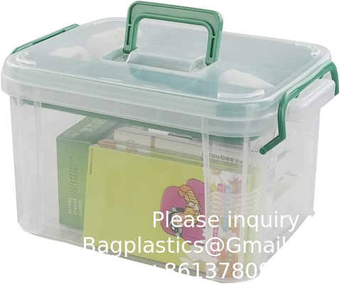 Récipient de trousse de premiers soins, boîte de stockage de médicaments de voyage avec plateau Récipient de trousse de premiers soins, boîte d'organisation transparente