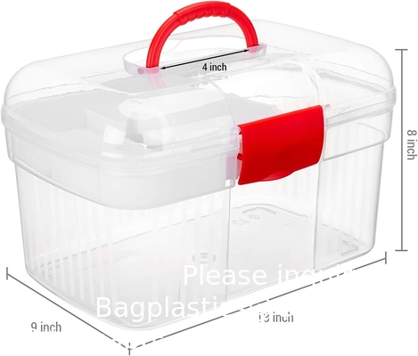 Récipient de trousse de premiers soins, boîte de stockage de médicaments de voyage avec plateau Récipient de trousse de premiers soins, boîte d'organisation transparente