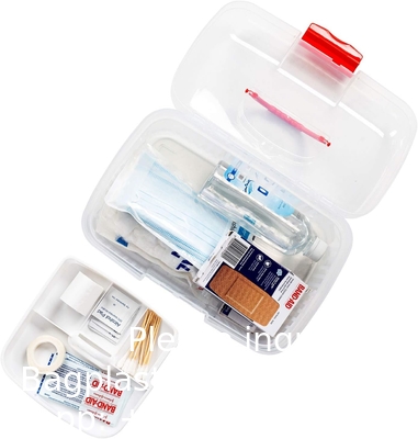 Récipient de trousse de premiers soins, boîte de stockage de médicaments de voyage avec plateau Récipient de trousse de premiers soins, boîte d'organisation transparente