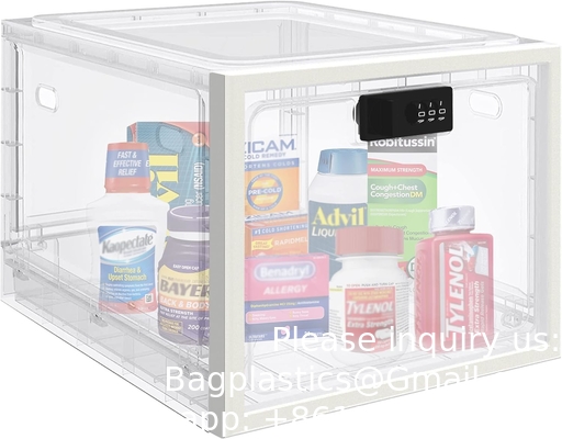 Boîte de verrouillage de médicaments, boîte de stockage verrouillable pour le stockage sûr des médicaments, boîte verrouillable de grande capacité