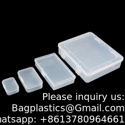 Boîtes de rangement en plastique clair rectangulaire vide mini boîtes de rangement avec couvercles à charnière pour petits objets boîte artisanale
