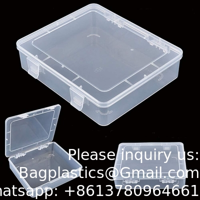 Boîtes de rangement en plastique clair rectangulaire vide mini boîtes de rangement avec couvercles à charnière pour petits objets boîte artisanale